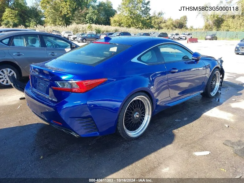 2016 Lexus Rc 300 VIN: JTHSM5BC3G5000118 Lot: 40611303