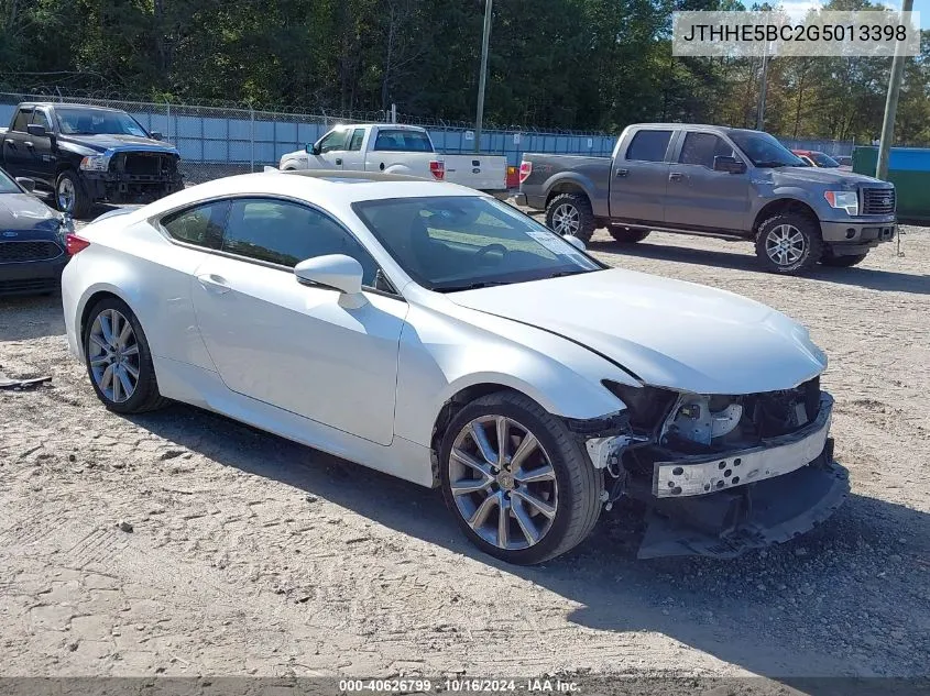 2016 Lexus Rc 350 VIN: JTHHE5BC2G5013398 Lot: 40626799