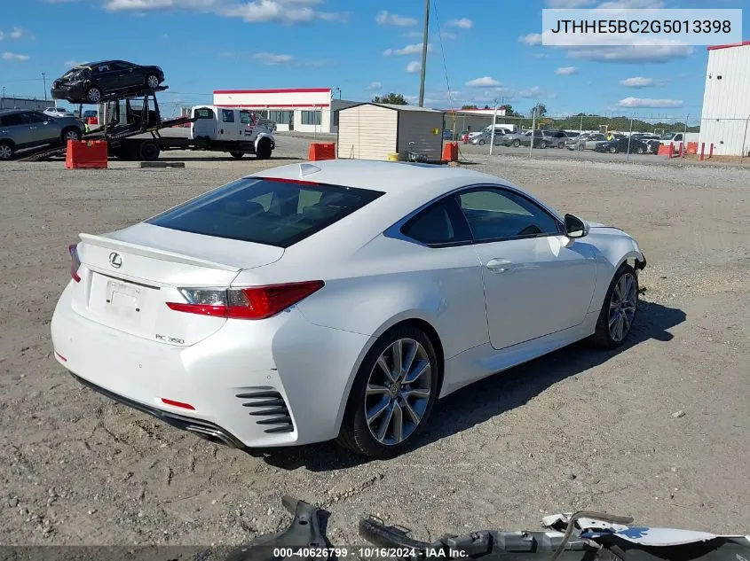 2016 Lexus Rc 350 VIN: JTHHE5BC2G5013398 Lot: 40626799