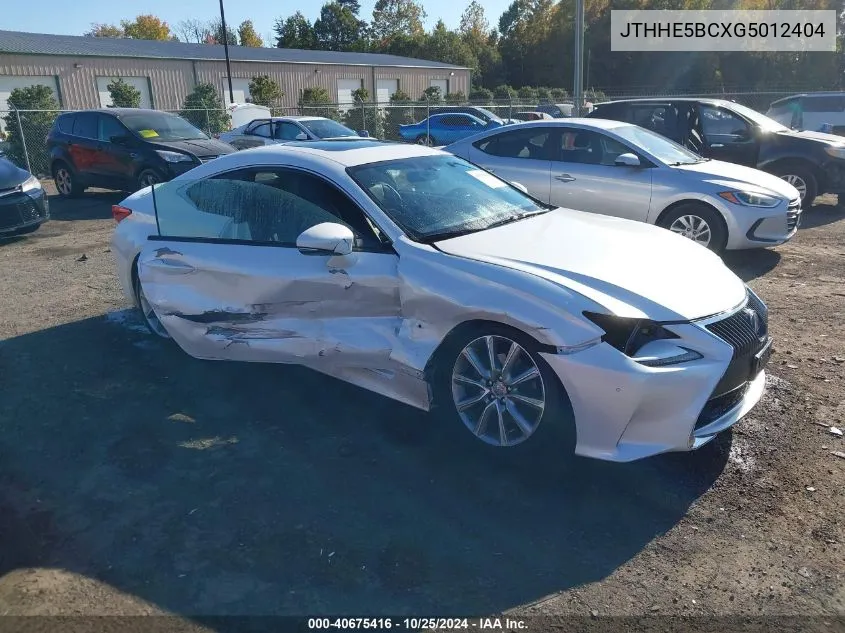 2016 Lexus Rc 350 VIN: JTHHE5BCXG5012404 Lot: 40675416