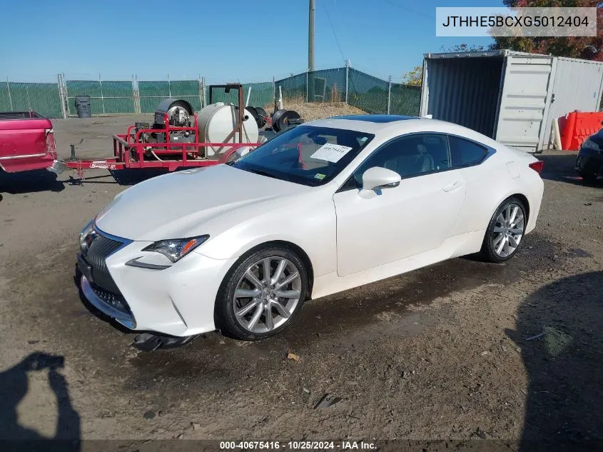 2016 Lexus Rc 350 VIN: JTHHE5BCXG5012404 Lot: 40675416