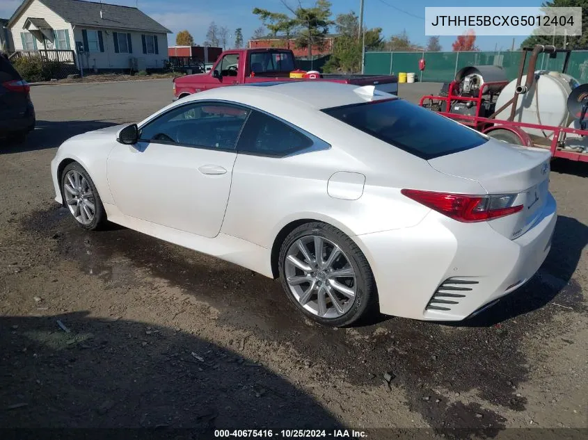 2016 Lexus Rc 350 VIN: JTHHE5BCXG5012404 Lot: 40675416