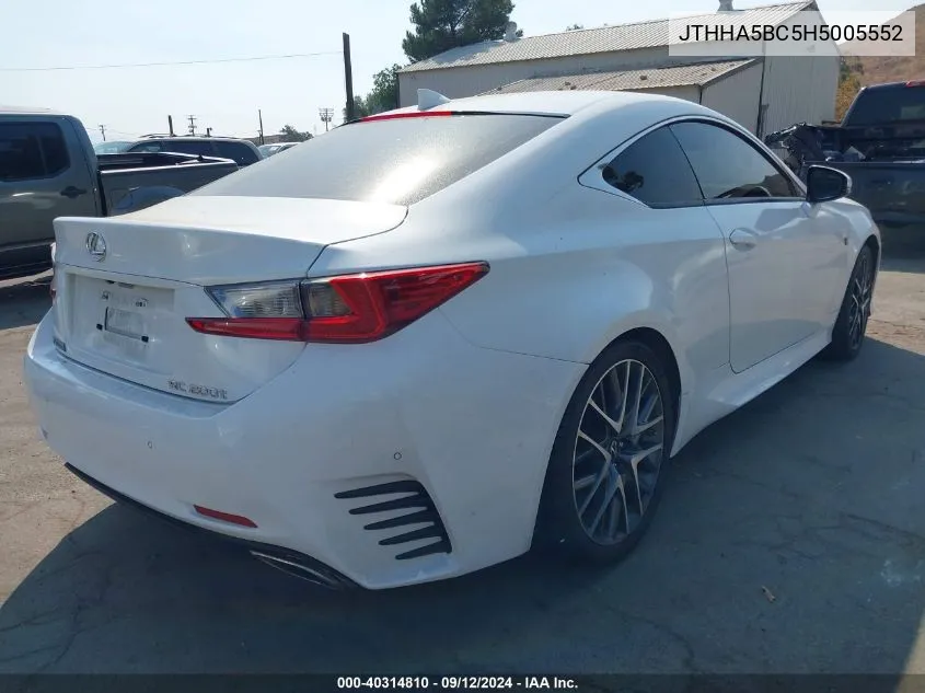 2017 Lexus Rc 200T VIN: JTHHA5BC5H5005552 Lot: 40314810