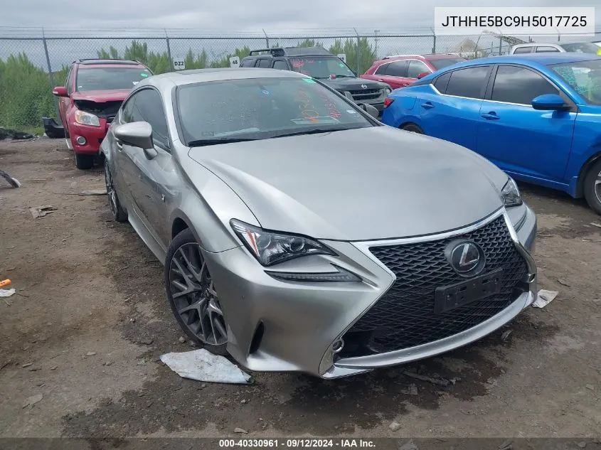 2017 Lexus Rc 350 350 VIN: JTHHE5BC9H5017725 Lot: 40330961