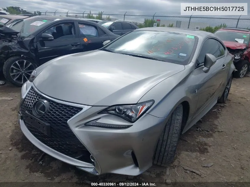 2017 Lexus Rc 350 350 VIN: JTHHE5BC9H5017725 Lot: 40330961