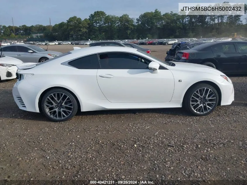 2017 Lexus Rc 300 VIN: JTHSM5BC6H5002432 Lot: 40421231