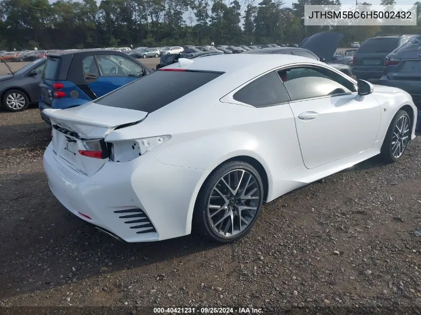 2017 Lexus Rc 300 VIN: JTHSM5BC6H5002432 Lot: 40421231