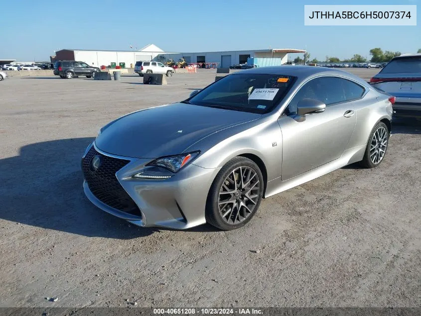 2017 Lexus Rc 200T VIN: JTHHA5BC6H5007374 Lot: 40651208