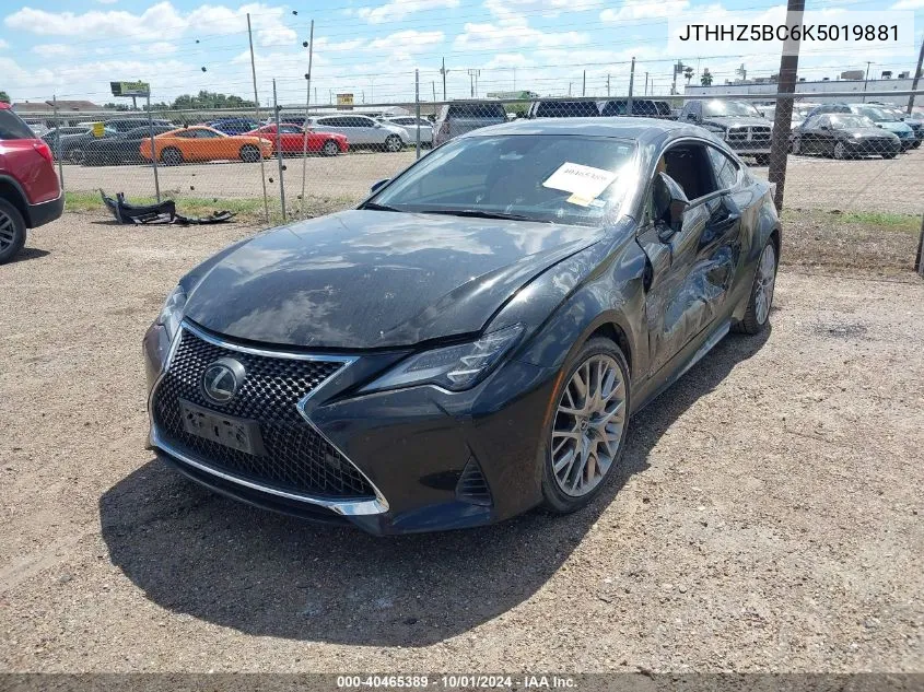 2019 Lexus Rc 350 VIN: JTHHZ5BC6K5019881 Lot: 40465389