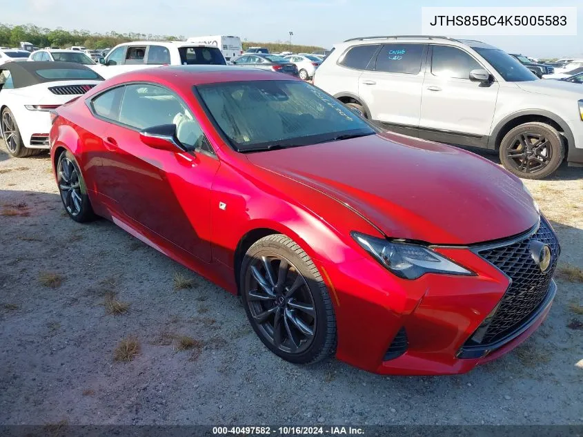 2019 Lexus Rc 300 F Sport VIN: JTHS85BC4K5005583 Lot: 40497582