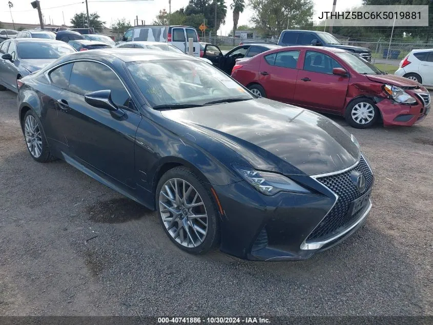 2019 Lexus Rc 350 VIN: JTHHZ5BC6K5019881 Lot: 40741886