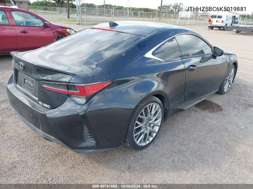 2019 Lexus Rc 350 VIN: JTHHZ5BC6K5019881 Lot: 40741886