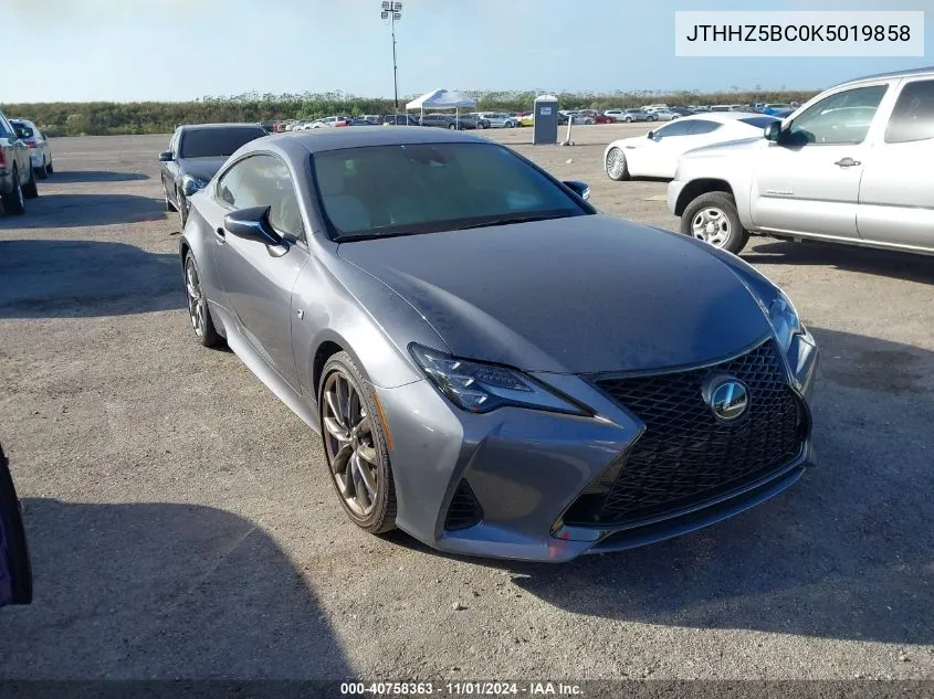 2019 Lexus Rc 350 F Sport VIN: JTHHZ5BC0K5019858 Lot: 40758363