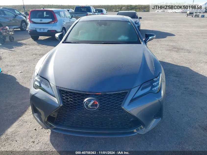 2019 Lexus Rc 350 F Sport VIN: JTHHZ5BC0K5019858 Lot: 40758363