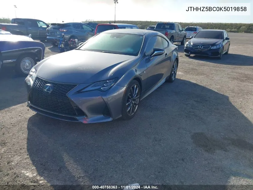 2019 Lexus Rc 350 F Sport VIN: JTHHZ5BC0K5019858 Lot: 40758363