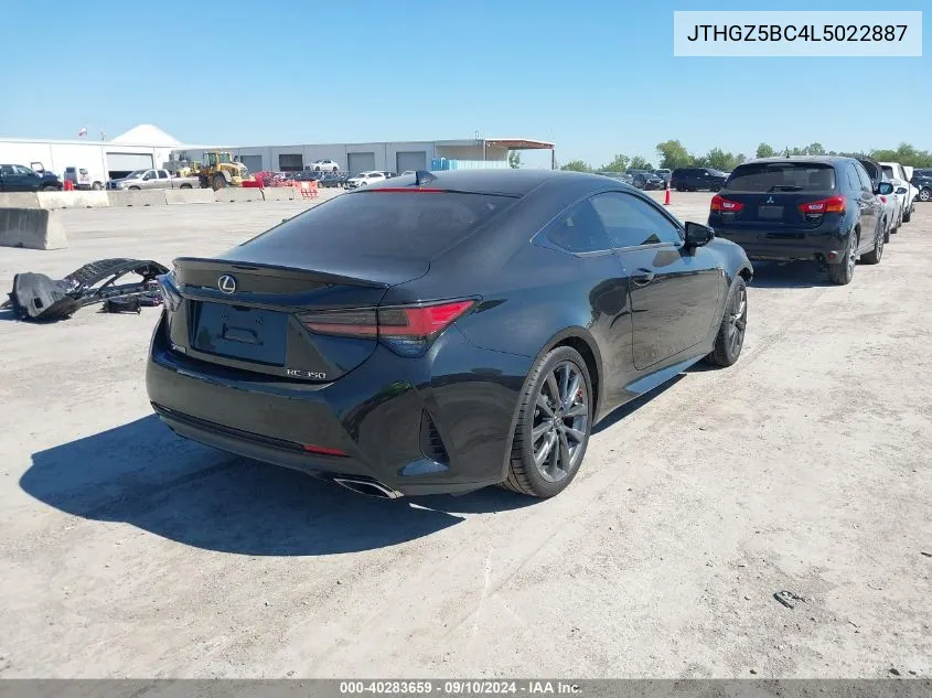 2020 Lexus Rc 350 350 F Sport VIN: JTHGZ5BC4L5022887 Lot: 40283659