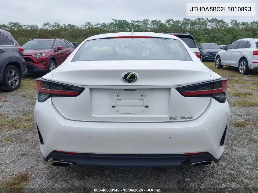 2020 Lexus Rc 300 VIN: JTHDA5BC2L5010893 Lot: 40533149