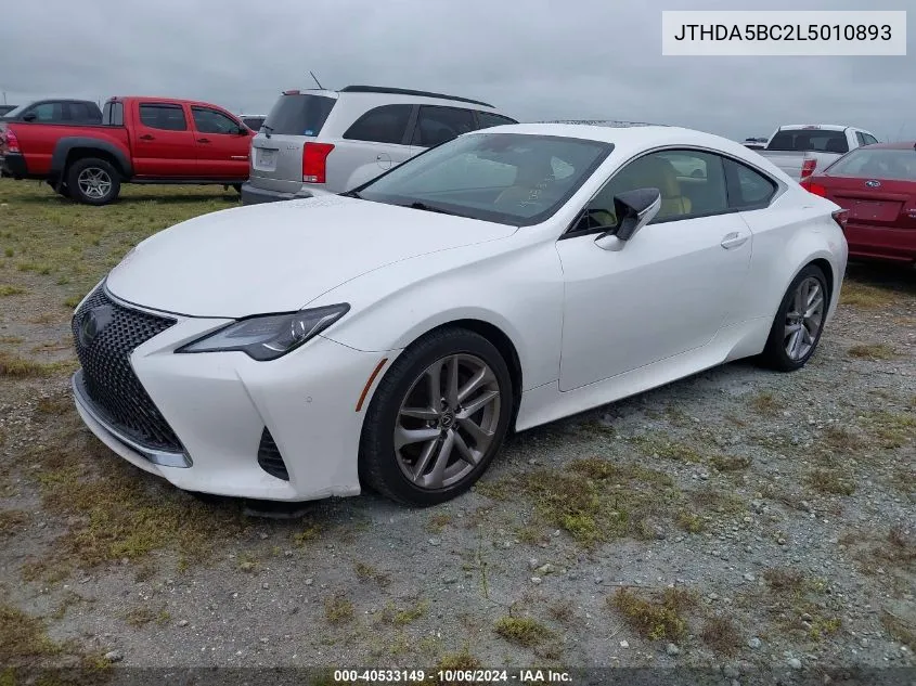 2020 Lexus Rc 300 VIN: JTHDA5BC2L5010893 Lot: 40533149