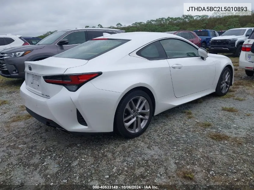 2020 Lexus Rc 300 VIN: JTHDA5BC2L5010893 Lot: 40533149