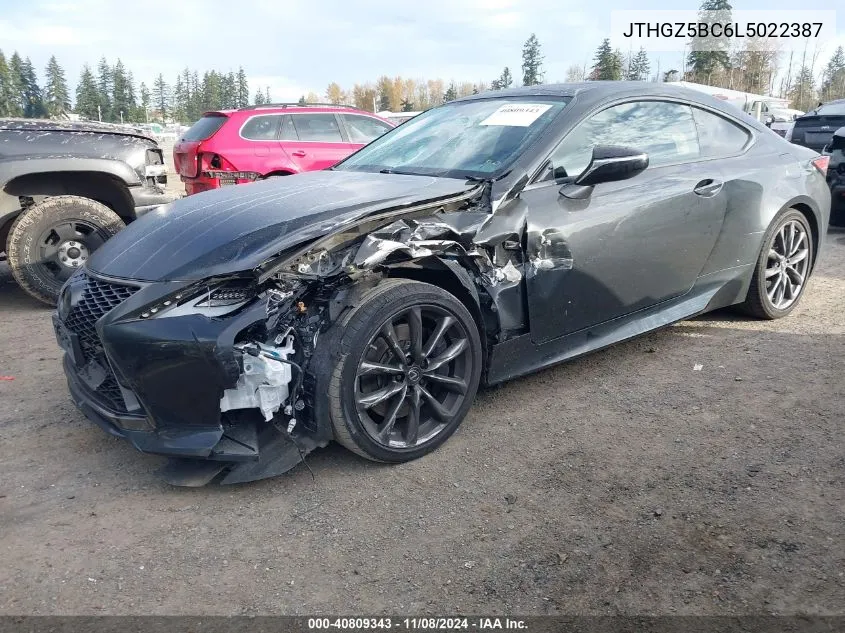 2020 Lexus Rc 350 F Sport VIN: JTHGZ5BC6L5022387 Lot: 40809343