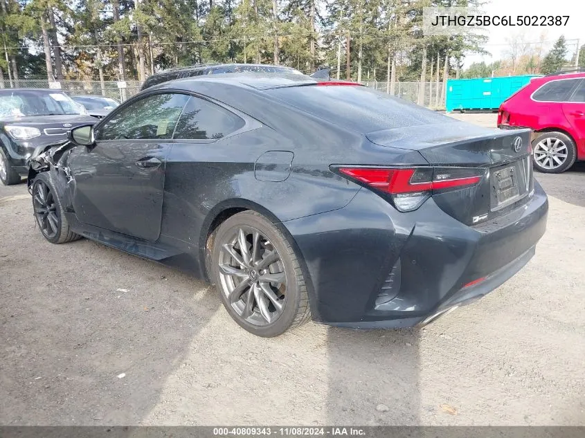 2020 Lexus Rc 350 F Sport VIN: JTHGZ5BC6L5022387 Lot: 40809343