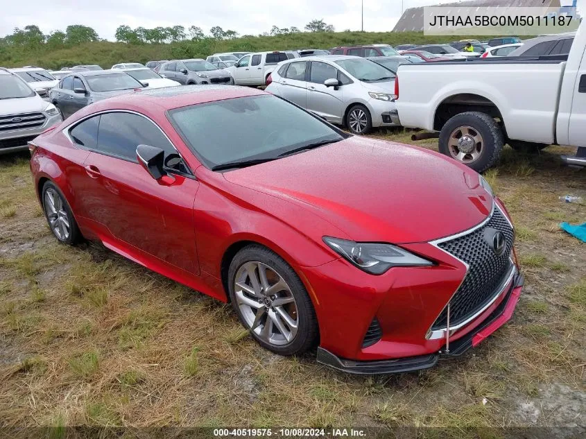 JTHAA5BC0M5011187 2021 Lexus Rc 300