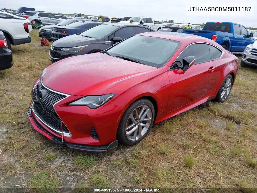 2021 Lexus Rc 300 VIN: JTHAA5BC0M5011187 Lot: 40519575