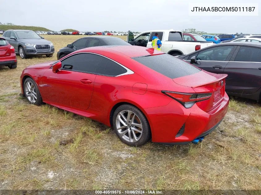 JTHAA5BC0M5011187 2021 Lexus Rc 300