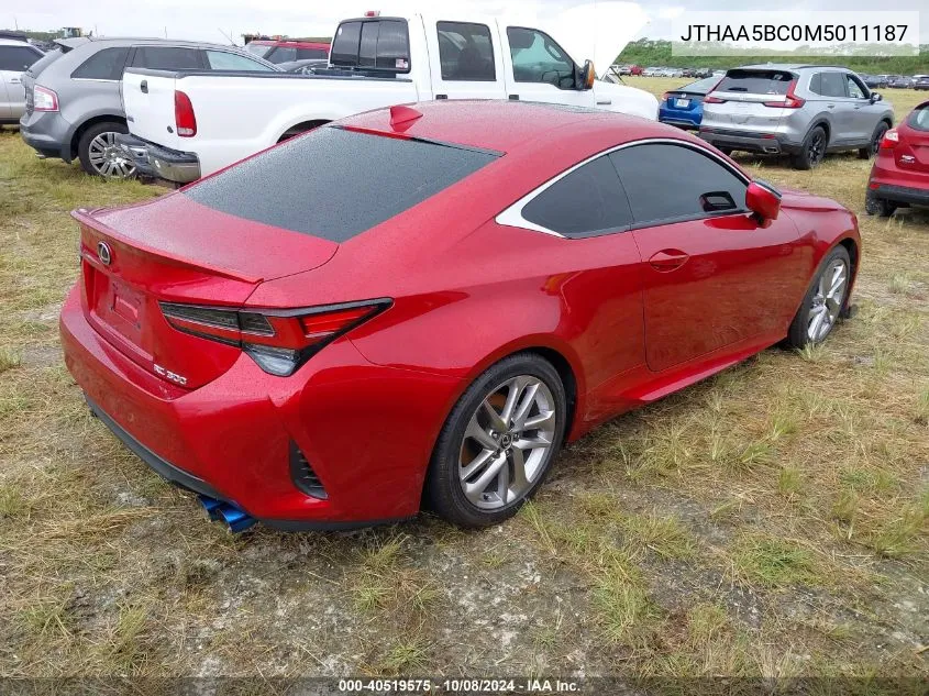 2021 Lexus Rc 300 VIN: JTHAA5BC0M5011187 Lot: 40519575