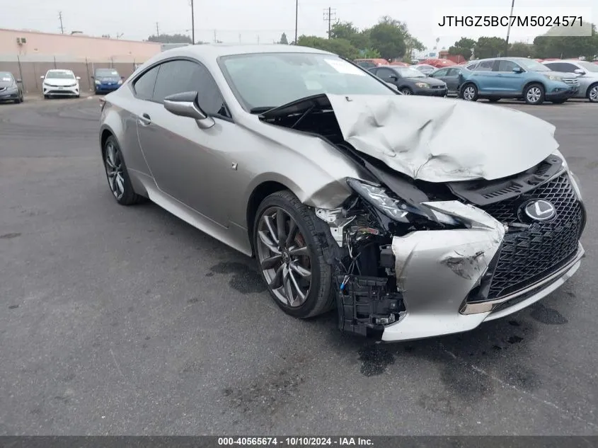 2021 Lexus Rc 350 F Sport VIN: JTHGZ5BC7M5024571 Lot: 40565674