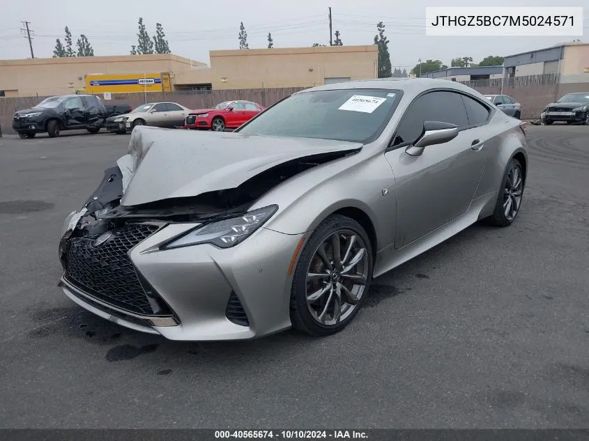 2021 Lexus Rc 350 F Sport VIN: JTHGZ5BC7M5024571 Lot: 40565674