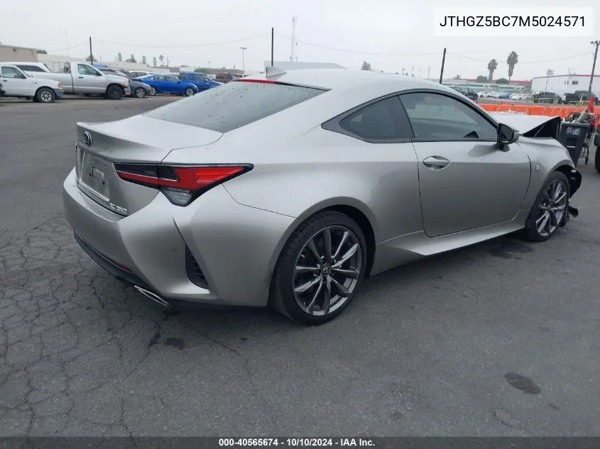 2021 Lexus Rc 350 F Sport VIN: JTHGZ5BC7M5024571 Lot: 40565674