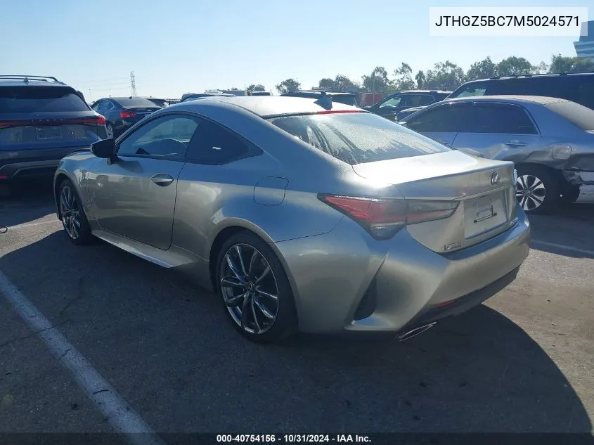 2021 Lexus Rc 350 F Sport VIN: JTHGZ5BC7M5024571 Lot: 40754156