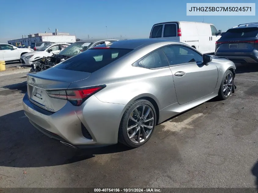 2021 Lexus Rc 350 F Sport VIN: JTHGZ5BC7M5024571 Lot: 40754156