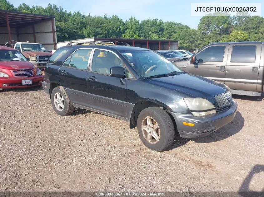 1999 Lexus Rx 300 VIN: JT6GF10U6X0026352 Lot: 39933367