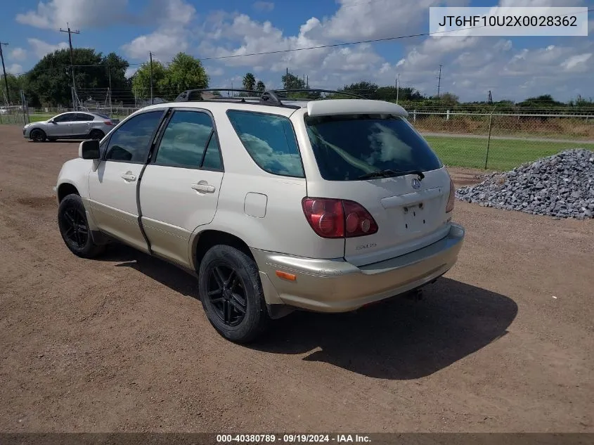 1999 Lexus Rx 300 VIN: JT6HF10U2X0028362 Lot: 40380789