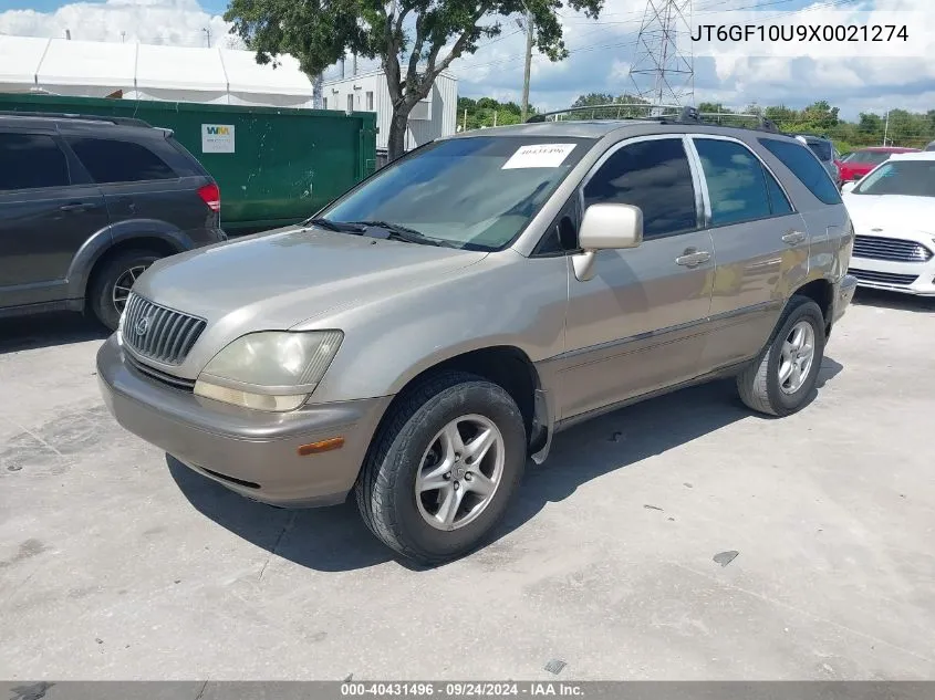 1999 Lexus Rx 300 VIN: JT6GF10U9X0021274 Lot: 40431496