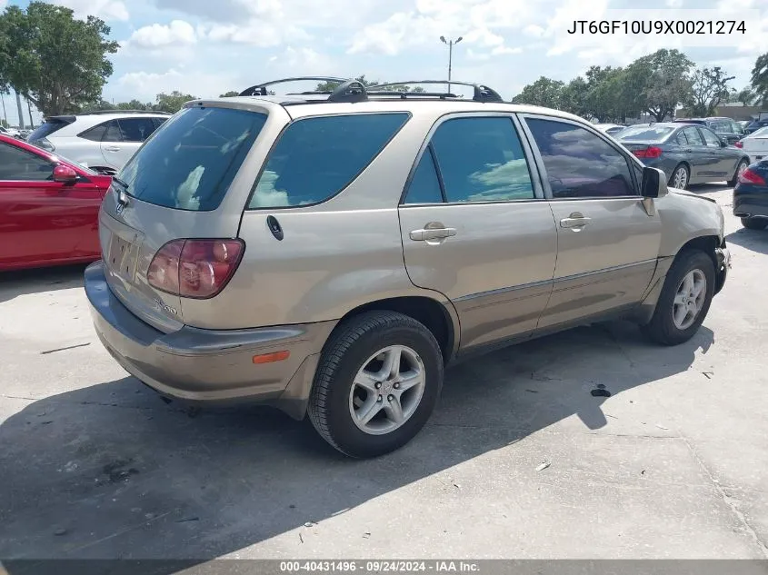 1999 Lexus Rx 300 VIN: JT6GF10U9X0021274 Lot: 40431496