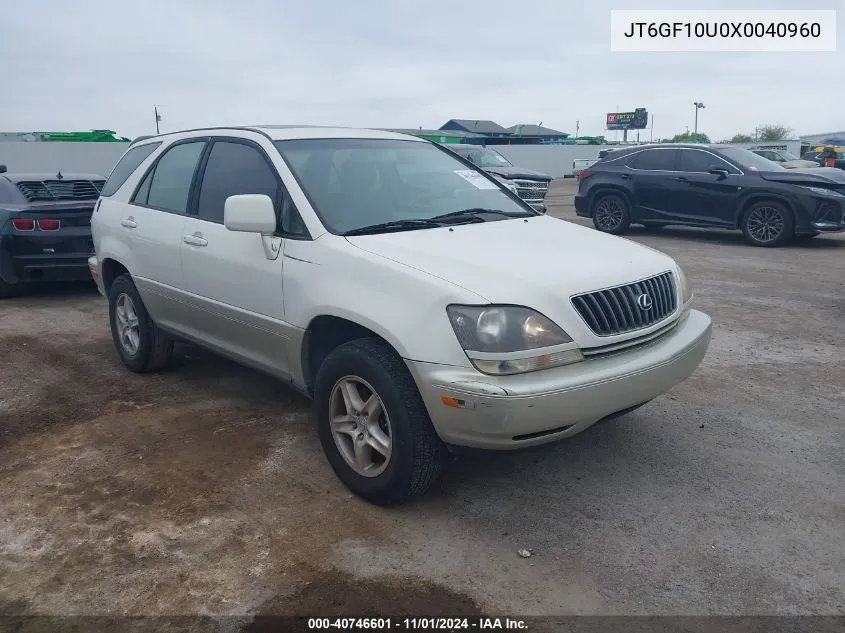 1999 Lexus Rx 300 VIN: JT6GF10U0X0040960 Lot: 40746601