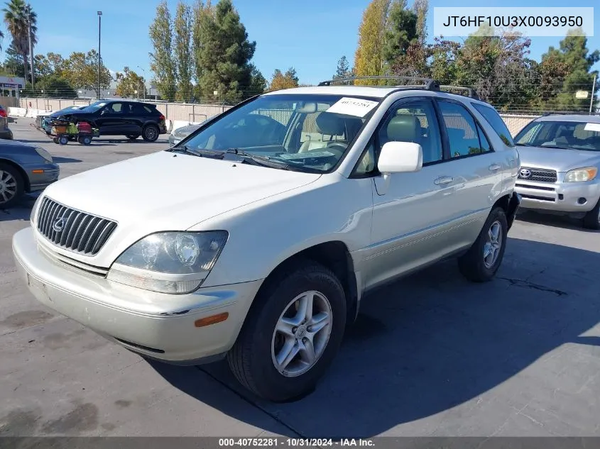 1999 Lexus Rx 300 VIN: JT6HF10U3X0093950 Lot: 40752281