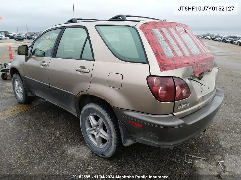 2000 Lexus Rx300 VIN: JT6HF10U7Y0152127 Lot: 20182585