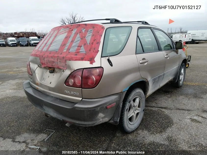 2000 Lexus Rx300 VIN: JT6HF10U7Y0152127 Lot: 20182585