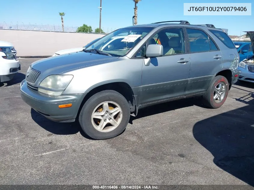 2000 Lexus Rx 300 VIN: JT6GF10U2Y0079406 Lot: 40116406