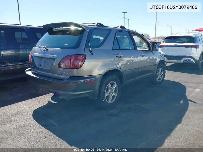 2000 Lexus Rx 300 VIN: JT6GF10U2Y0079406 Lot: 40116406