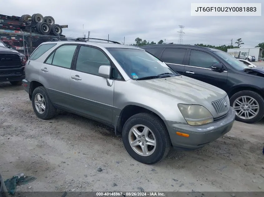 2000 Lexus Rx 300 VIN: JT6GF10U2Y0081883 Lot: 40145967