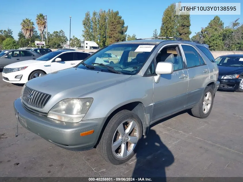 2000 Lexus Rx 300 VIN: JT6HF10U3Y0138595 Lot: 40258801