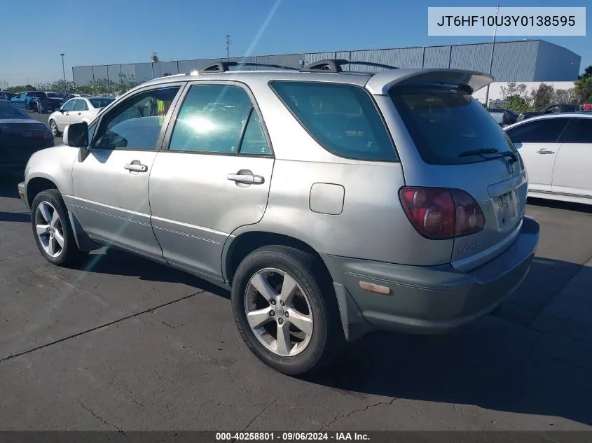 2000 Lexus Rx 300 VIN: JT6HF10U3Y0138595 Lot: 40258801