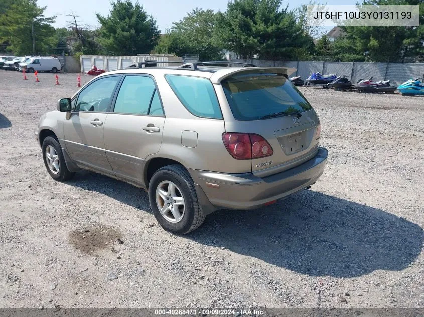 2000 Lexus Rx 300 VIN: JT6HF10U3Y0131193 Lot: 40288473