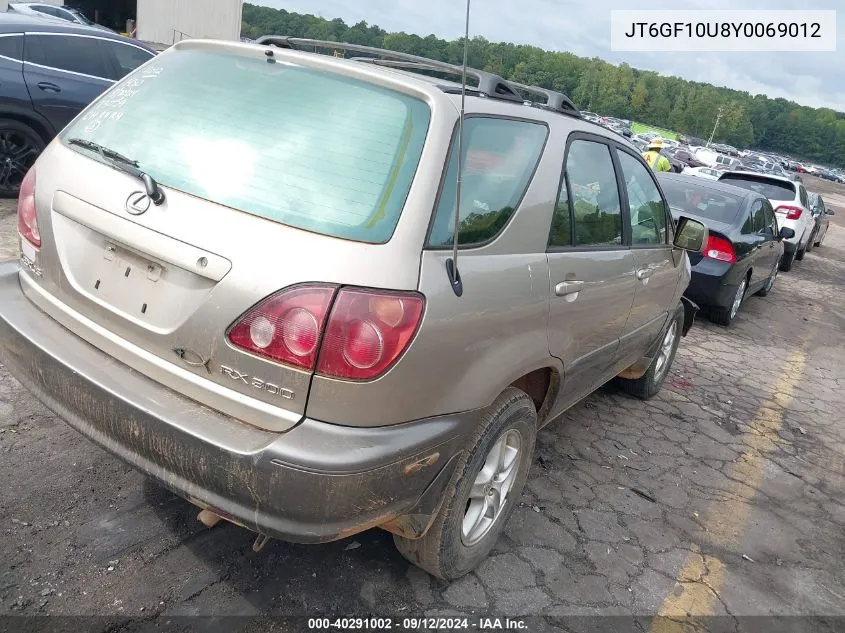 2000 Lexus Rx 300 VIN: JT6GF10U8Y0069012 Lot: 40291002