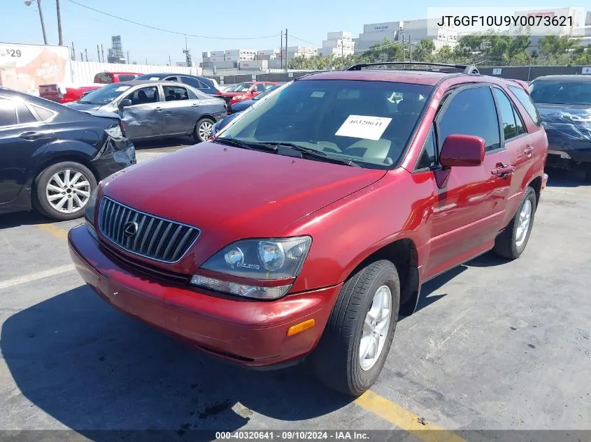 2000 Lexus Rx 300 VIN: JT6GF10U9Y0073621 Lot: 40320641